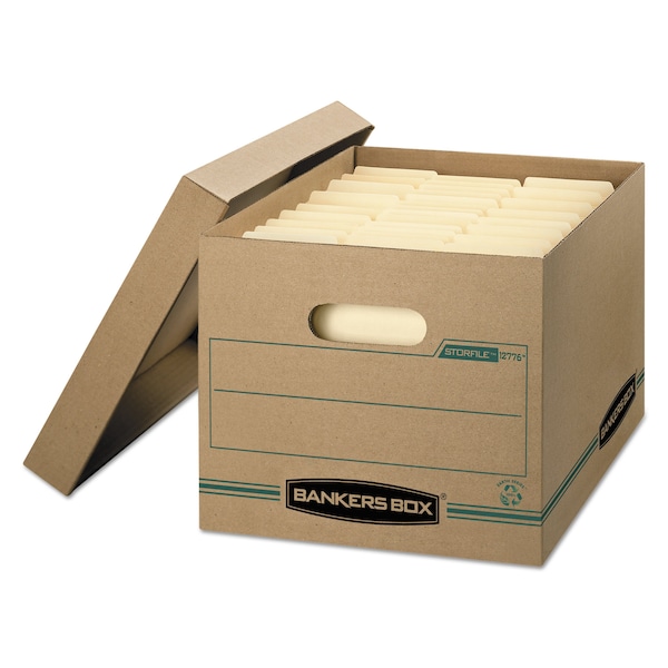 STOR/FILE(TM) Basic-Duty Storage Boxes, 12.5" W, 16.25" D, 10.5" H, Lift-Off Lid Closure